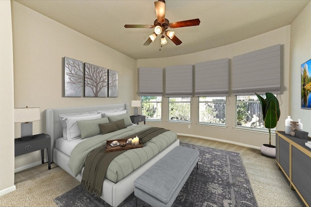 412 Madisons Way, Cedar Park, TX 78613 - bedroom featuring baseboards, light colored carpet, and ceiling fan