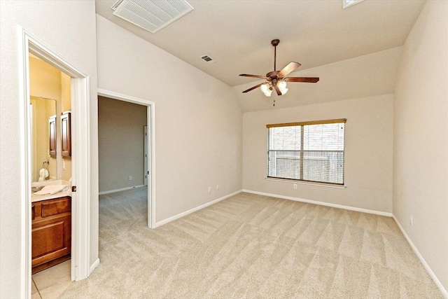 412 Madisons Way, Cedar Park, TX 78613 - spare room with lofted ceiling, ceiling fan, light carpet, and baseboards