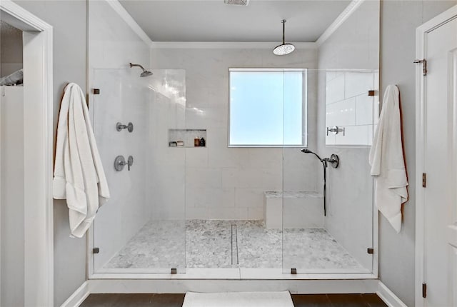 2004 Wood Glen Dr, Round Rock, TX 78681 - full bath featuring crown molding and a shower stall