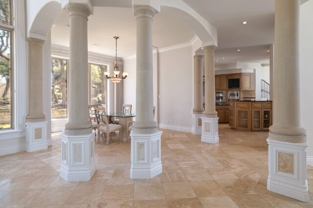 19801 Angel Bay Dr, Spicewood, TX 78669 - entryway featuring crown molding, baseboards, and recessed lighting