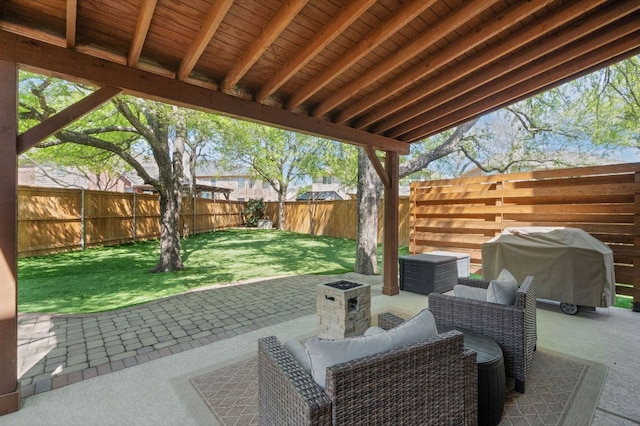 view of patio with a grill