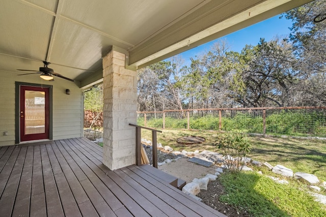 183 Augusta Dr, Wimberley, TX 78676 - deck featuring a ceiling fan