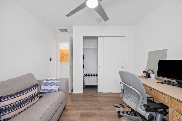 6306 Arnold Dr Unit 1, Austin, TX 78723 - home office with wood finished floors and ceiling fan