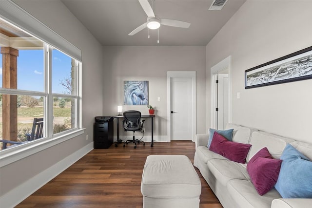 200 County Road 246, Florence, TX 76527 - office with dark wood-style floors, ceiling fan, and baseboards