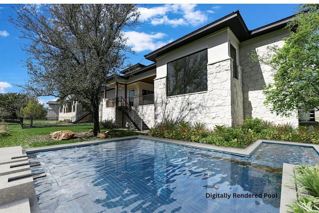 317 Azalea Ct, Horseshoe Bay, TX 78657 - view of pool featuring stairway and fence