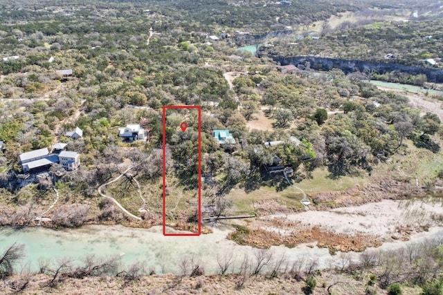 520 River Rapids Rd, Wimberley, TX 78676 - aerial view of property and surrounding area with property parcel outlined