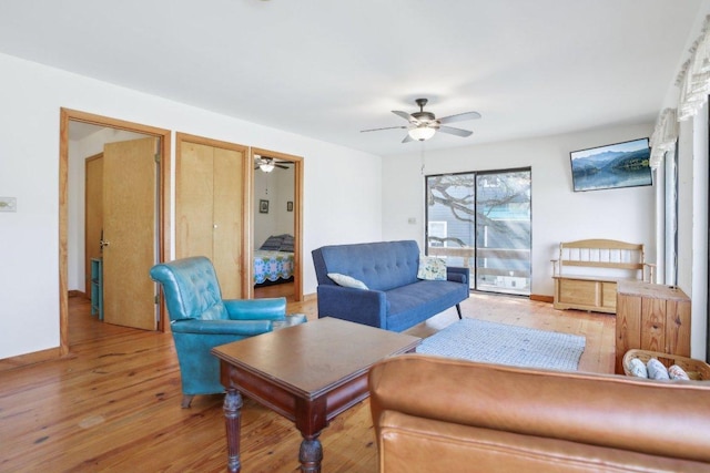 520 River Rapids Rd, Wimberley, TX 78676 - living area featuring light wood-type flooring and ceiling fan