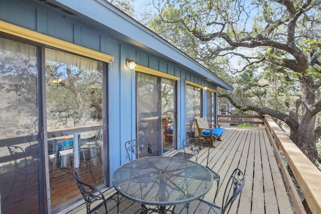 520 River Rapids Rd, Wimberley, TX 78676 - wooden deck featuring outdoor dining space