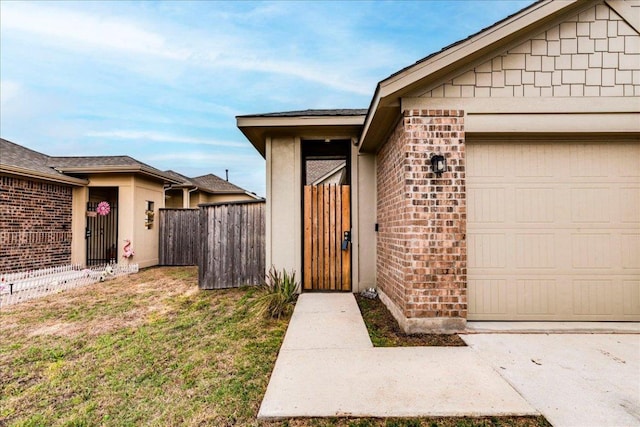235 Witchhazel Way, San Marcos, TX 78666 - entrance to property with an attached garage and brick siding