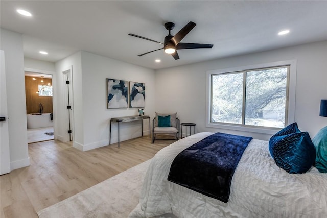 4209 Everest Ln, Austin, TX 78727 - bedroom featuring multiple windows, wood finished floors, recessed lighting, and a ceiling fan