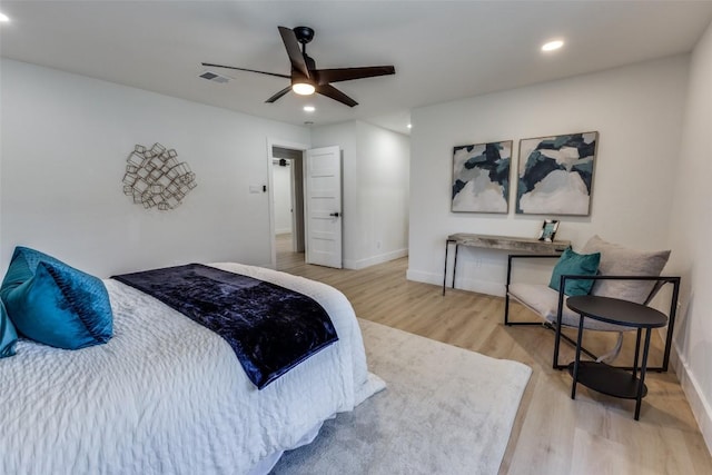 4209 Everest Ln, Austin, TX 78727 - bedroom featuring wood finished floors, recessed lighting, and a ceiling fan