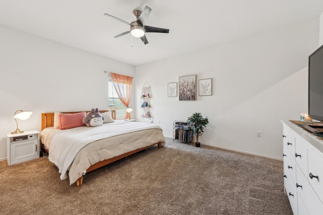 14128 Sandrock Bnd, Pflugerville, TX 78660 - bedroom with light carpet, a ceiling fan, and baseboards