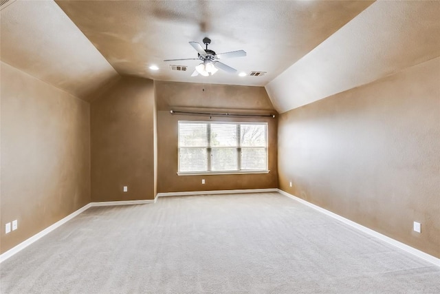 3519 Alexandrite Way, Round Rock, TX 78681 - additional living space with lofted ceiling, carpet floors, and ceiling fan