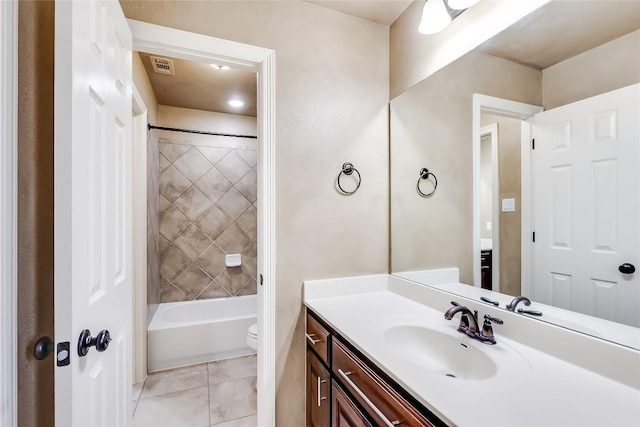 3519 Alexandrite Way, Round Rock, TX 78681 - bathroom featuring vanity, tile patterned flooring, and washtub / shower combination