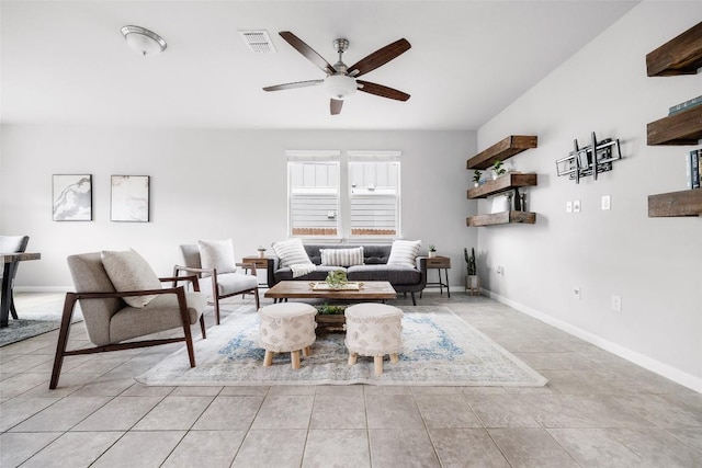 366 Eagle Brook Ln, Buda, TX 78610 - living area with ceiling fan and baseboards