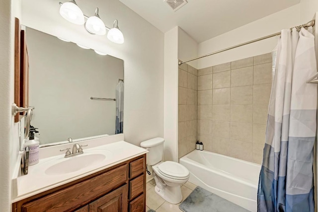 13229 Country Trails Ln, Austin, TX 78732 - bathroom featuring vanity, shower / bath combination with curtain, and tile patterned floors
