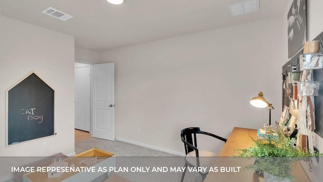 321 Heatherwood Ter, Marble Falls, TX 78654 - office featuring baseboards, visible vents, and carpet