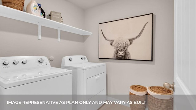 321 Heatherwood Ter, Marble Falls, TX 78654 - laundry room with washer and dryer and laundry area