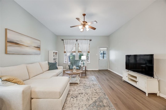 2974 Overland St, Round Rock, TX 78681 - living room with ceiling fan and wood finished floors