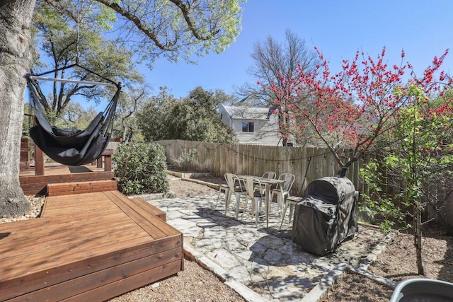 6608 Breezy Pass, Austin, TX 78749 - deck featuring a fenced backyard, grilling area, and a patio