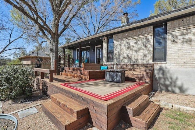 6608 Breezy Pass, Austin, TX 78749 - wooden porch featuring a hot tub