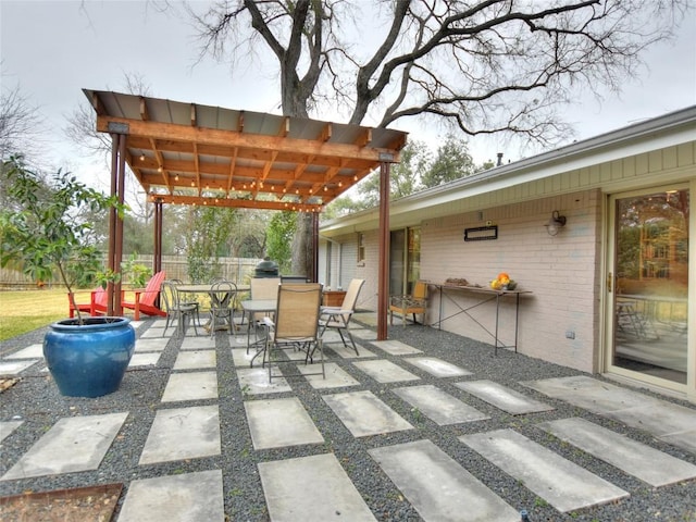 306 Briarwood Trl, Austin, TX 78746 - view of patio with outdoor dining space, a pergola, and fence