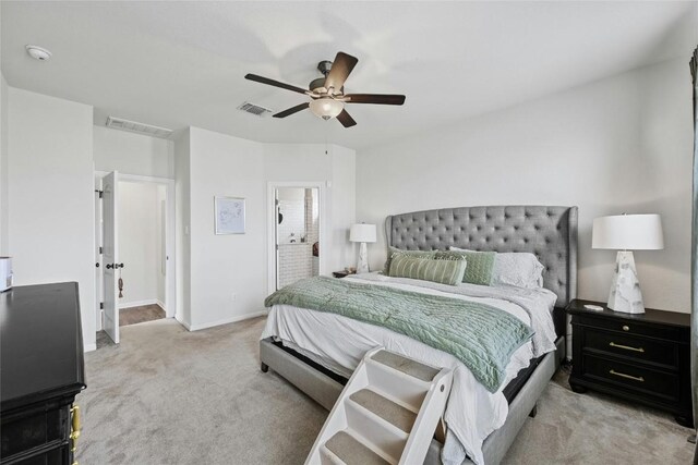 200 Isabella Way, Liberty Hill, TX 78642 - bedroom with light colored carpet and ceiling fan
