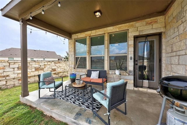 200 Isabella Way, Liberty Hill, TX 78642 - view of patio featuring an outdoor hangout area and a grill