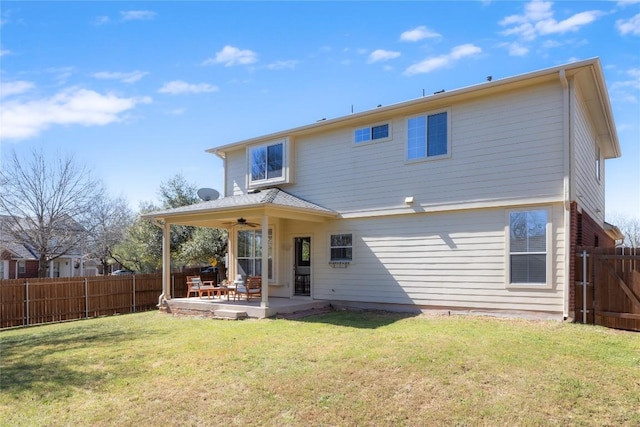 3100 Lynnbrook Dr, Austin, TX 78748 - rear view of property featuring a ceiling fan and a patio