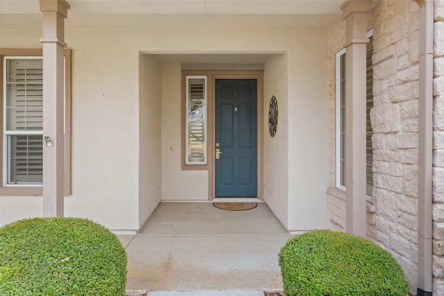 111 Belfalls Dr, Georgetown, TX 78633 - doorway to property with stucco siding and stone siding