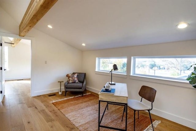 504 Normandy St Unit A, Austin, TX 78745 - office area with light wood-style floors, baseboards, and recessed lighting