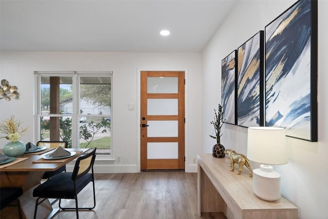 1113 Plymouth Dr, Austin, TX 78758 - entryway featuring light wood-style flooring and recessed lighting