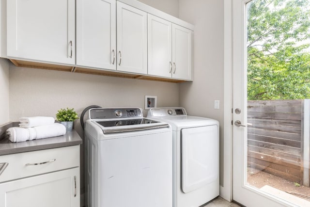 404 W Alpine Rd Unit 1, Austin, TX 78704 - laundry room featuring cabinet space, washer and dryer, and plenty of natural light