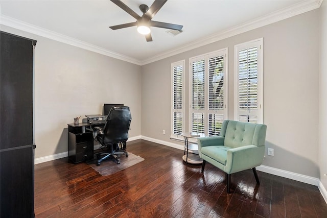 1406 Hunter Ace Way, Cedar Park, TX 78613 - office space with healthy amount of natural light, ceiling fan, baseboards, and crown molding