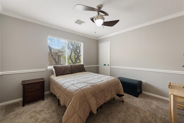 1406 Hunter Ace Way, Cedar Park, TX 78613 - carpeted bedroom featuring crown molding, a ceiling fan, and baseboards