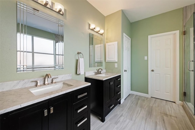 1406 Hunter Ace Way, Cedar Park, TX 78613 - full bathroom with two vanities and a stall shower