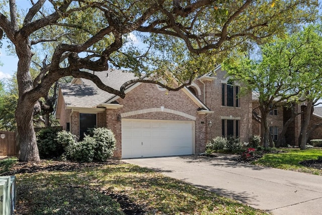 1406 Hunter Ace Way, Cedar Park, TX 78613 - traditional-style home with a garage, brick siding, driveway, and roof with shingles
