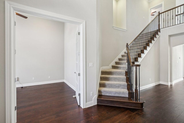 3501 Venezia Vw, Leander, TX 78641 - stairs featuring wood finished floors, baseboards, and arched walkways