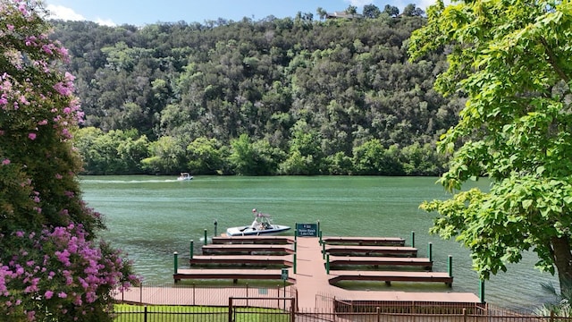 2116 University Club Dr, Austin, TX 78732 - view of home's community featuring a forest view, a water view, and a boat dock