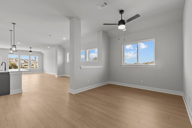 7804 Alouette Dr, Austin, TX 78738 - empty room featuring ceiling fan, plenty of natural light, light wood-type flooring, and recessed lighting