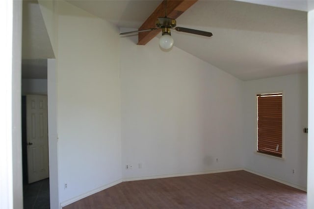 112 Marlin St, Mcdade, TX 78650 - unfurnished room with a ceiling fan, baseboards, lofted ceiling, and wood finished floors