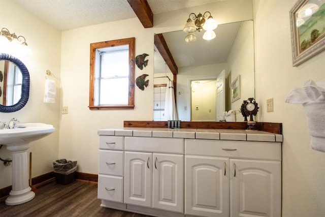 1683 Kuehler Ave, New Braunfels, TX 78130 - bathroom with wood finished floors and beam ceiling