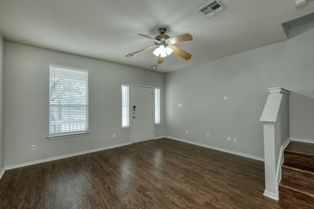 1225 Cardigan St, Cedar Park, TX 78613 - entrance foyer featuring plenty of natural light, dark wood-type flooring, and ceiling fan