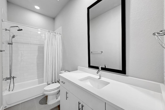 7200 Cordoba Dr, Austin, TX 78724 - full bathroom with vanity, shower / bathtub combination with curtain, and tile patterned floors