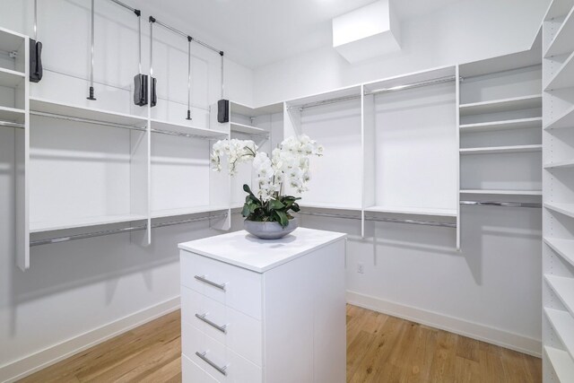 spacious closet with light wood-style flooring