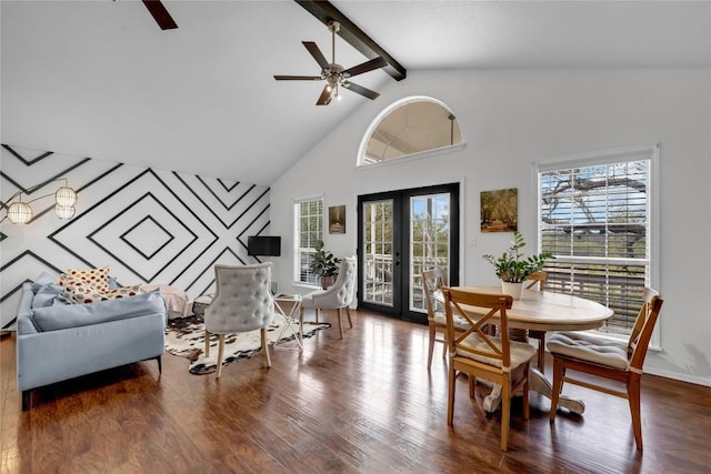 5898 River Oaks Dr, Kingsland, TX 78639 - dining area featuring plenty of natural light, wood finished floors, and ceiling fan