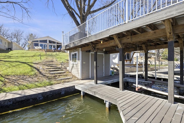 2546 Williams Lakeshore, Kingsland, TX 78639 - dock area with a lawn and a deck with water view