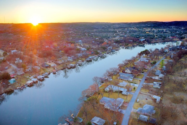 2546 Williams Lakeshore, Kingsland, TX 78639 - aerial view at dusk of a water view and a residential view