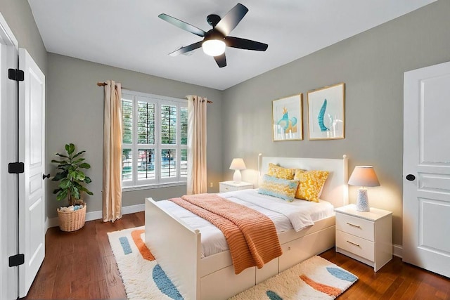 104 Standing Oak Dr, Georgetown, TX 78633 - bedroom featuring dark wood-style flooring and a ceiling fan