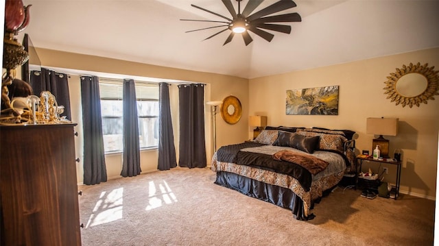 14811 Bescott Dr, Austin, TX 78728 - bedroom with carpet, vaulted ceiling, ceiling fan, and baseboards
